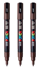 3 PCS PC3M WaterBased Paint Markers Dark Brown Reversible Fine 0.91.3mm