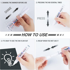 DAPAWIN White Permanent Marker Waterproof – 8 White Paint Markers for Metal Surf