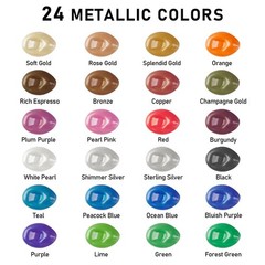 Metallic Acrylic Paint, Set of 24 Metallic Colors in 2oz/60ml Bottle, Rich Pi…