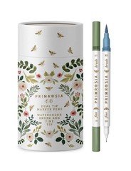 Primrosia 60 Dual Tip Marker Pens, Fineliner and Watercolor Brush Pens for Art