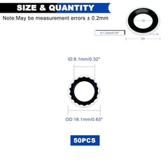 50PCS A/C Compressor Seal Washers Kit, Air 50PCS 8.1mm*16.1mm (Black)