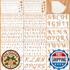 1/2, 3/4, 1, 2 Inch Letter Stencils for Painting, 14 Pack (9.8 X 5.9 Inch) Plast