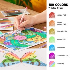Gel Pen Refills, 180 Colors (No Duplicates) Gel Pen Refills, 7 Color Types fo…
