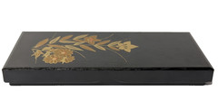 Vintage Japanese Calligraphy Set Handpainted Floral Design in a Lacquered Box