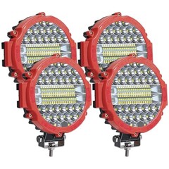 4 Pcs 201W Led Light, 7 Inch Round Led Light Bar Off Road Auxiliary Red 4