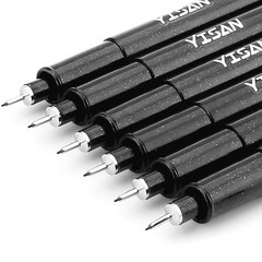 YISAN Ultra Fine Tip Pens Black 01,Extra 1 Count (Pack of 6),