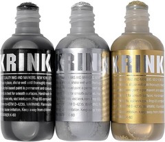 KRINK 3 Paint Marker Set K-60 15mm ROUND TIP black silver gold NEW UNUSED