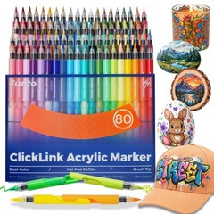 160 PCS Acrylic Paint Markers Set 80 Markers 80 Refills 4 Glitter Colors