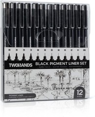 12 Pack Fine Tip Waterproof Art Ink Pens for Drawing, Sketching