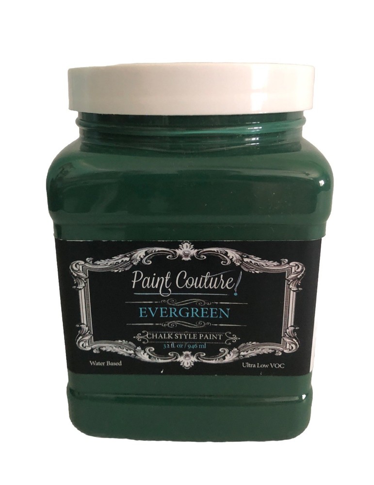 Paint Couture Evergreen Chalk Paint-32oz Green, Water Based, Ultra Low VOC.