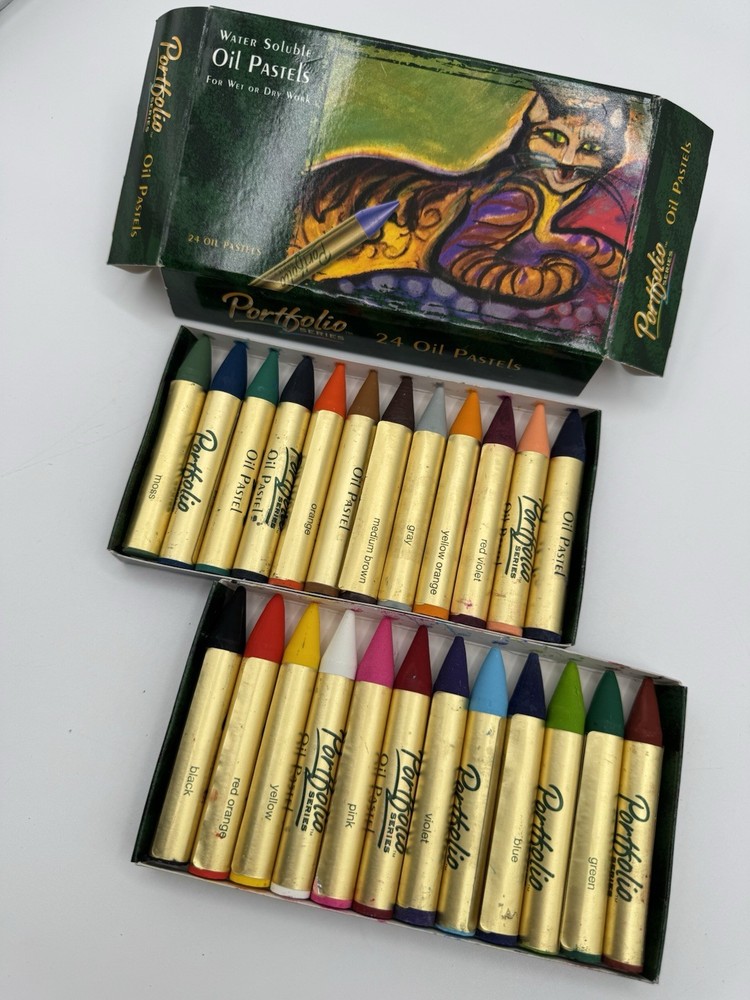 Vintage 2000 Portfolio Series 24 Oil Pastels Water Soluble Art Supplies