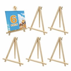 6 Pack 9 Inch Wood Easels, Tripod, Table Top 1 x 7 x 9.4 inches, Natural