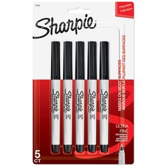 Sharpie Permanent Markers, Ultra Fine Point, 1 Count (Pack of 5), Black