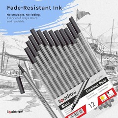 Ergonomic Black Fineliner Pen Set – 12pcs | Perfect for Calligraphy & Sketching