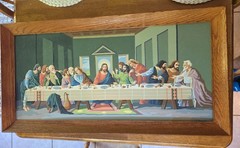 1960’s Paint By Number The Last Supper Religious Painting 35″x17.5″ Framed