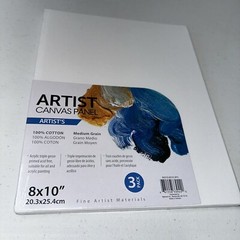ARTIST 8 x 10 Canvas Panels 3-pack White (Sealed) Medium Grain
