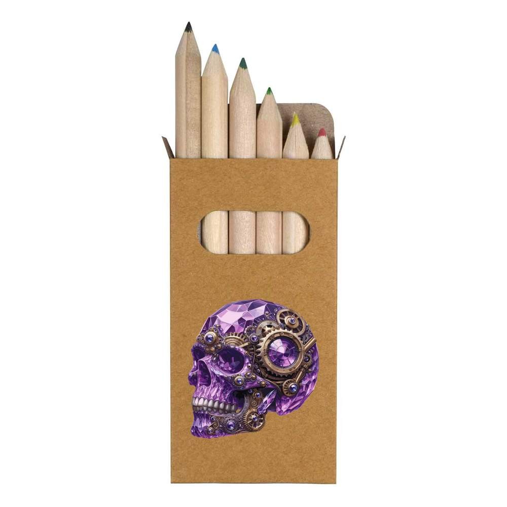 6 x ‘Amethyst Crystal Skull’ Short Colour Pencils (PE00096838)