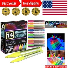 Vibrant 14 Count UV Neon Paint Pens – Non-Toxic Double Tips for All Surfaces