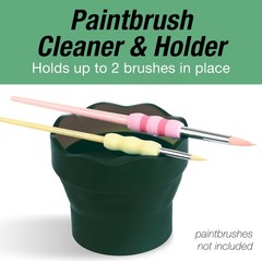 Clic & Go Artist Water Cup, Dark Green – Travel-Friendly Collapsible Brush Cl…