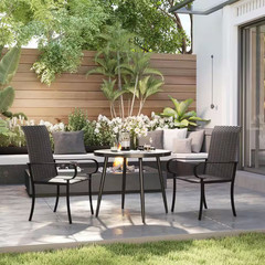 Rattan Armchairs with Armrests, Steel Frame, High Back and Deep Seating Outdoor