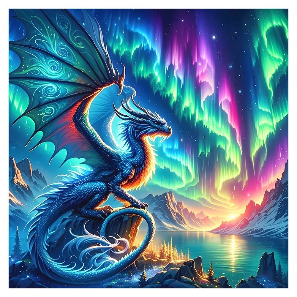 FHBUBPUP 5D Dragon Diamond Painting Kits for 30 cm x 30 cm, Multicolored