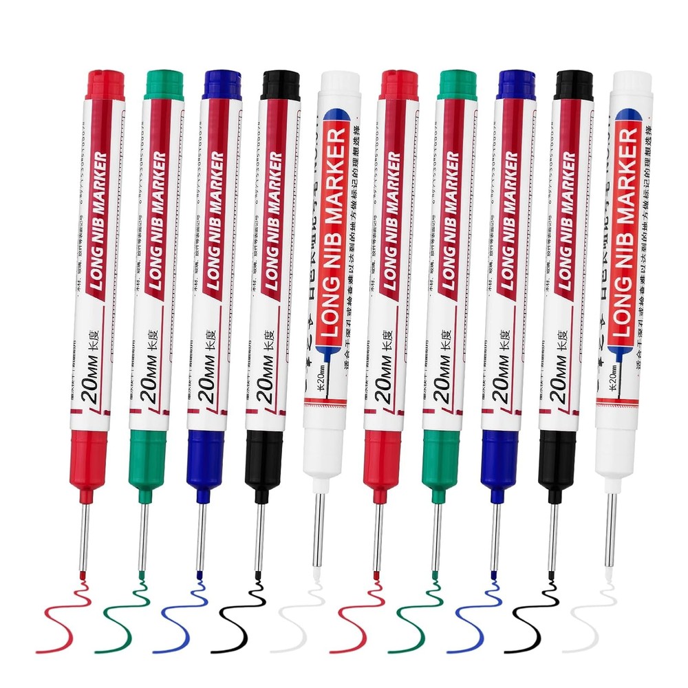 10 PCS Long Head Deep Hole Marker Pens 20mm Long Nib
