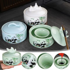 Ink Pool Table with Cover Ceramic Cartridge Bowl Plate Supplies Pen Holder NEW.