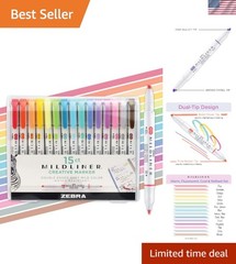 15-Pack Mildliner Dual-Tip Highlighters – Perfect for Bible Study and Creativity