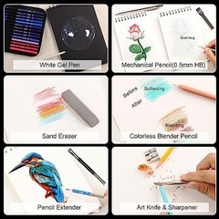80 Colored Pencils Set – 72 Vibrant Colors, Soft Core Drawing Supplies for Adult