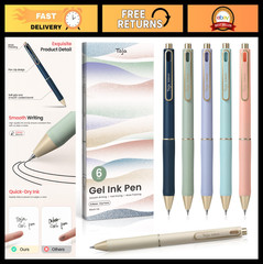 6 Pcs Quick Dry Black Gel Pens, 0.5mm Fine Point Smooth Writing for Journaling &