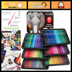 180 Colored Pencil Set – Soft Core, Rich Pigment, 12 Metallic Pencils – Ideal fo