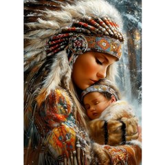 CEOVR Native American Diamond Art Kits for Adults, 12X16 Inches, CM055-brown
