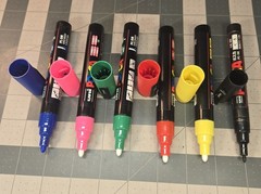 Lot Of 6 Uni-ball Posca Paint Markers, Assorted, 5x-Pc-5M & 1 x PC-3M