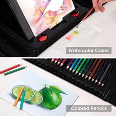 Art Supplies Set 240-Piece with Double Sided Trifold Easel – Gift for Kids Ages