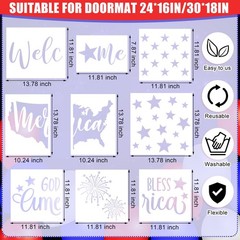 9 Pcs 4th of July Stencils for Door Mats Reusable Welcome Templates Large Stenci