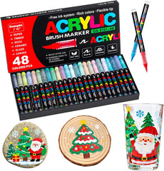 Acrylic Paint Markers Pens, 48 Vivid Colors Acrylic Markers Set,Direct Liquid Ty