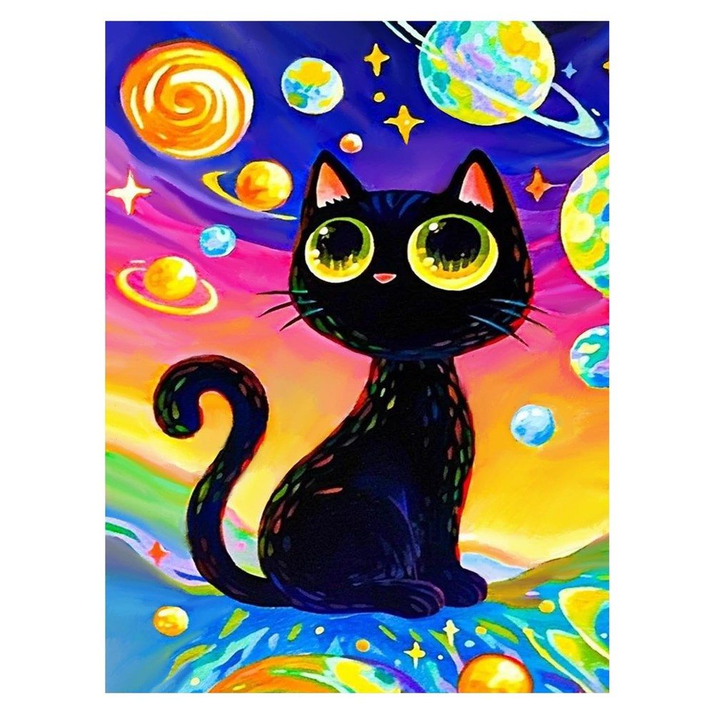 Cat Diamond Painting Kits for Adults, Easy DIY 5D Round Full Drill Diamond Art k