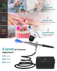 Airbrush Kit with Air Compressor, 50 PSI NonClogging High Pressure Airbrush G…
