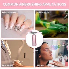 Airbrush Kit Wireless Air Compressor Nail Art Makeup Spray Gun Pink