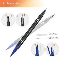 Non-Toxic 12pcs-120pcs Double Headed Drawing Art Marker Pen Dual Tip Adults Kids