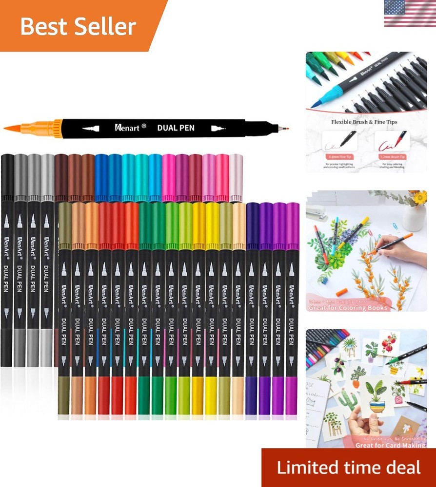 Non-Toxic Water-Resistant Dual Tip Markers – 36 Colors for Creative Expression