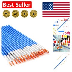 30 Blue Round Paint Brushes – Ideal for Acrylic, Oil, and Watercolor Techniques