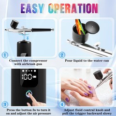 Fantspati Airbrush Kit Compressor 48Psi High Pressure Portable Airbrush 0.3Mm