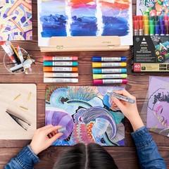 Arteza Acrylic Paint Markers, Set of 40 Acrylic Paint Pens in Assorted Colors, A
