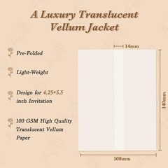 30 Pack Pre-Folded Vellum Jackets for 4.25×5.5 Invitations Translucent Vellum…
