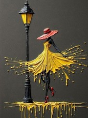 Paint by Numbers for Adults Beginner, Street Lamp Woman Dancer Adult Paint by Nu