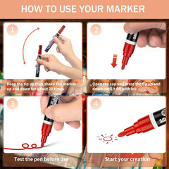 12 Colors Acrylic Paint Markers Pens, Waterproof & Non-Toxic Acrylic Marker for