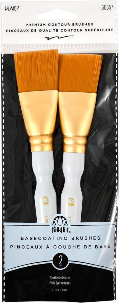 Plaid Enterprises 50557E Enterprises Inc. 50557E Taklon Flat Brush, Gold (2-Piec