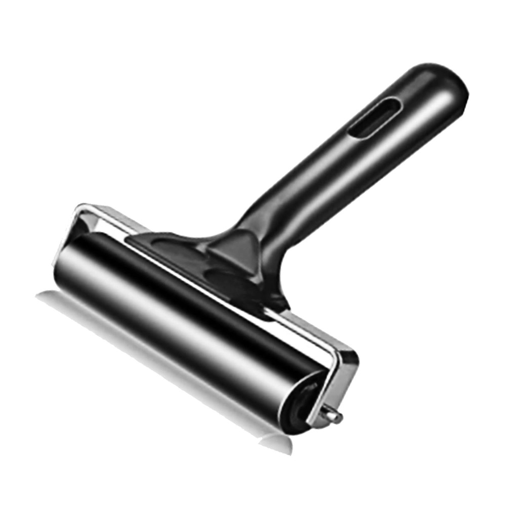 4 Inch Professional Rubber Roller with Comfort Grip Handle – Stainless BLACK