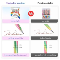 12 PCS Rainbow Glitter Gel Pens Mixing 3 Colors Magic Swirl Ink Art Coloring